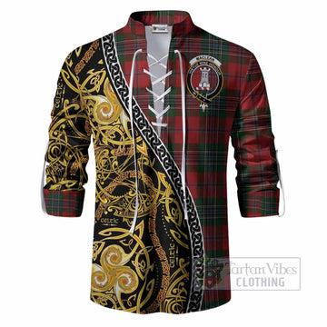 MacLean (McLean) Tartan Crest Ghillie Shirt Celtic Knot and Triple Trickle Spiral Symbols
