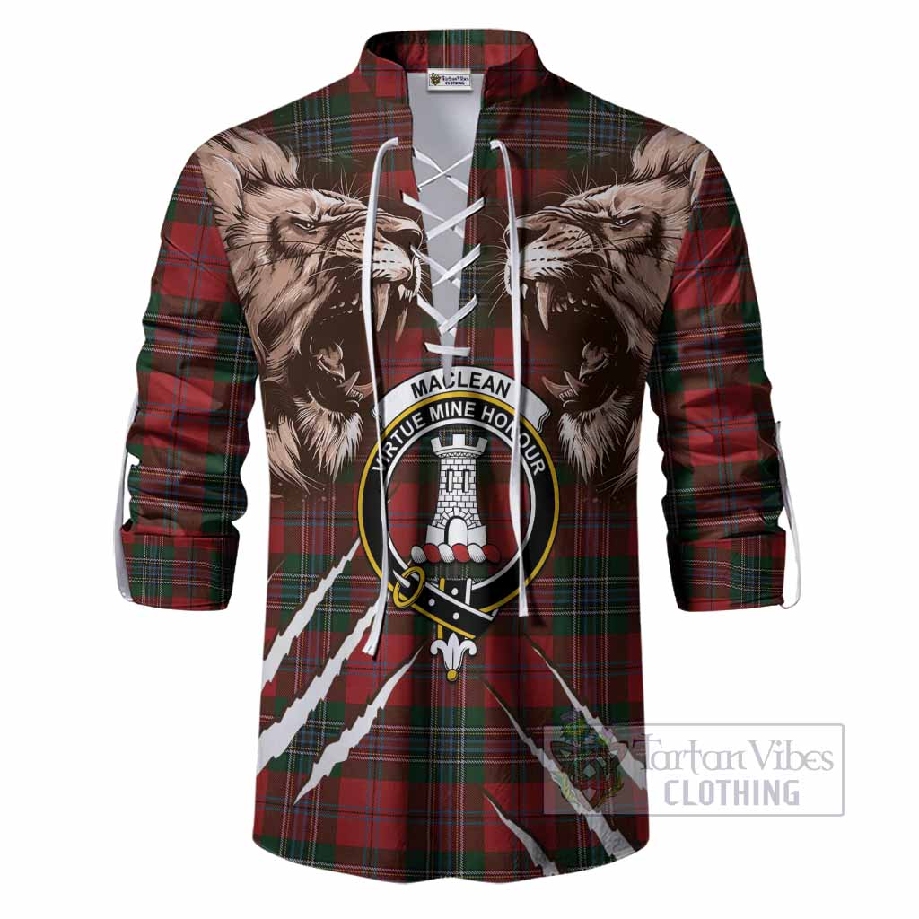 MacLean (McLean) Tartan Crest Ghillie Shirt Ferocious Lion Style