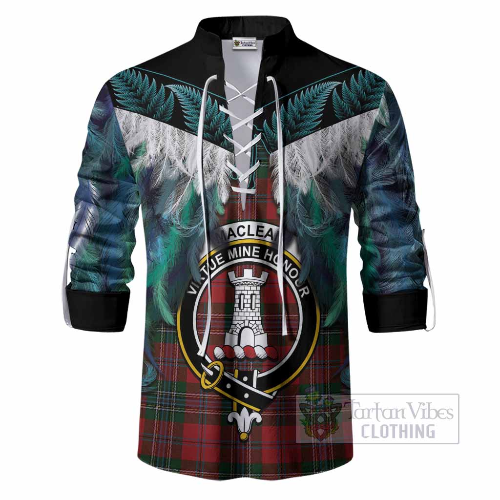MacLean (McLean) Tartan Crest Ghillie Shirt New Zealand Maori Korowai Cloak