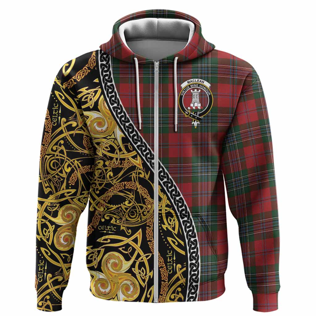 MacLean (McLean) Tartan Crest Hoodie Celtic Knot and Triple Trickle Spiral Symbols