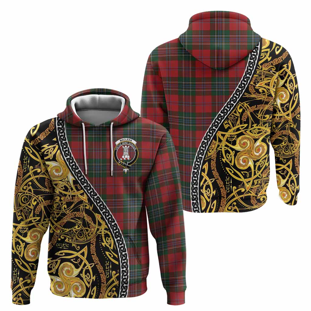 MacLean (McLean) Tartan Crest Hoodie Celtic Knot and Triple Trickle Spiral Symbols