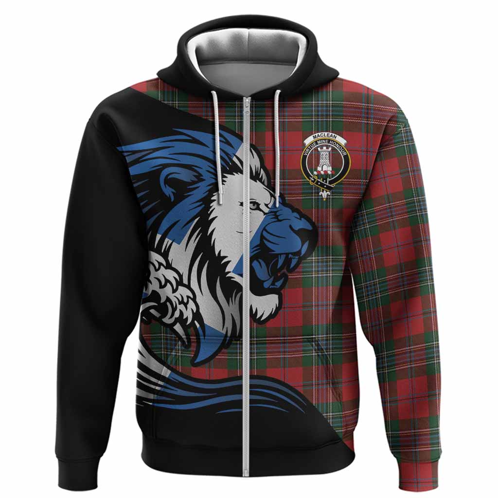 MacLean (McLean) Tartan Crest Hoodie Scottish Golden Lions Wave Flow