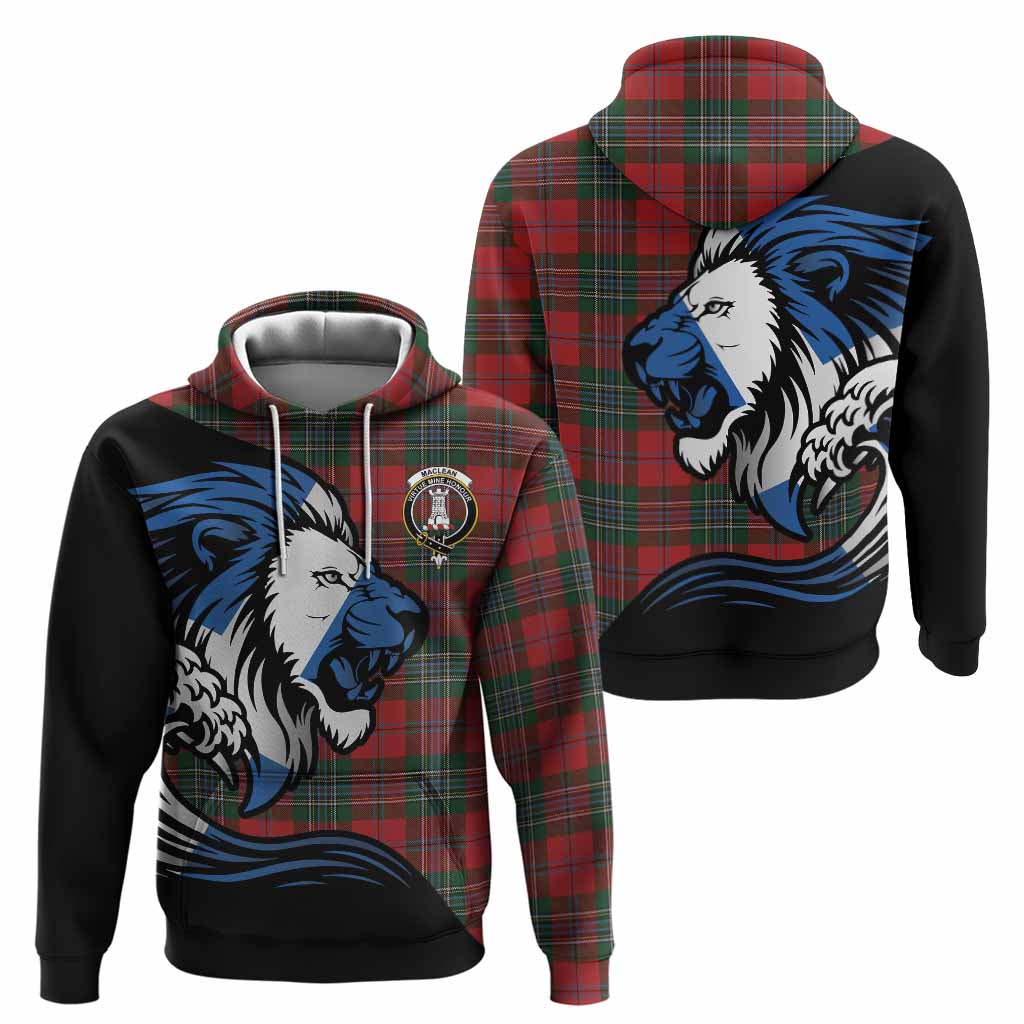 MacLean (McLean) Tartan Crest Hoodie Scottish Golden Lions Wave Flow
