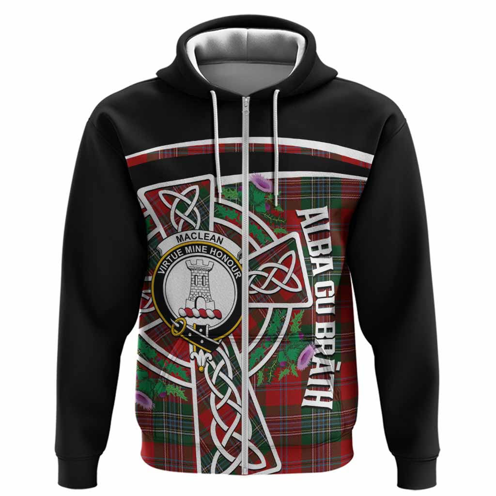 MacLean (McLean) Tartan Crest Hoodie Scottish Thistle Celtic Cross Alba Gu Brath