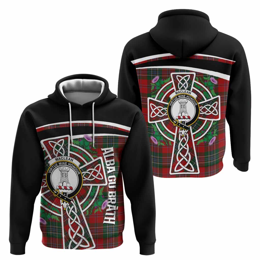 MacLean (McLean) Tartan Crest Hoodie Scottish Thistle Celtic Cross Alba Gu Brath