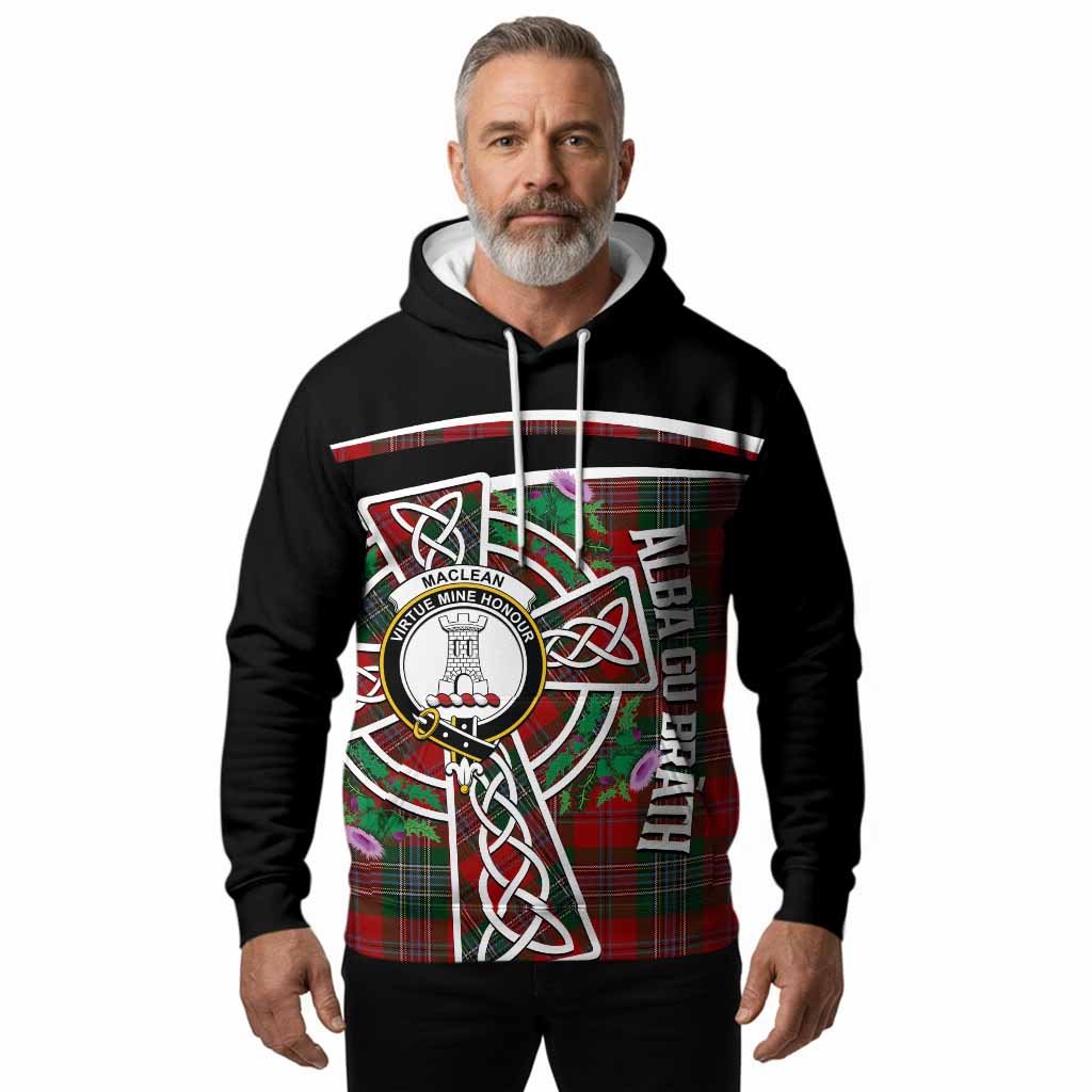 MacLean (McLean) Tartan Crest Hoodie Scottish Thistle Celtic Cross Alba Gu Brath