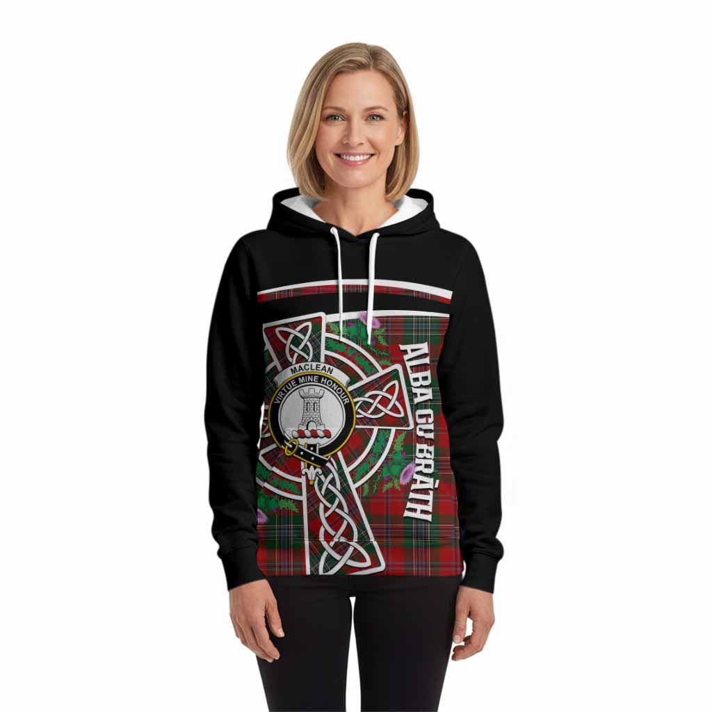 MacLean (McLean) Tartan Crest Hoodie Scottish Thistle Celtic Cross Alba Gu Brath