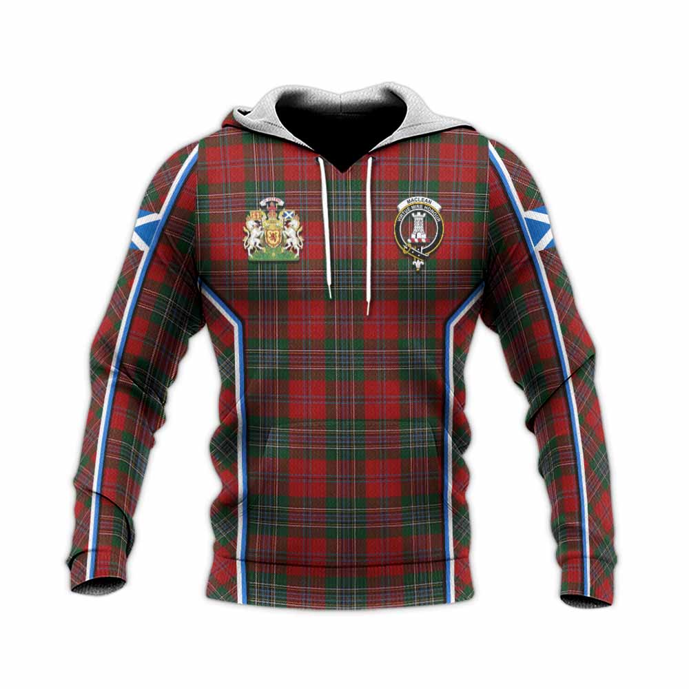 MacLean (McLean) Tartan Crest Knitted Hoodie Scotland Coat of Arm Flag Style - Tartan Vibes Clothing