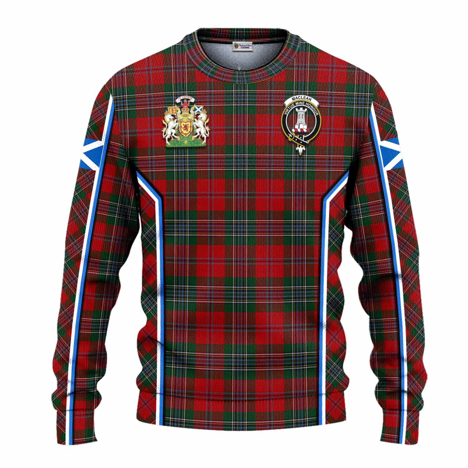 MacLean (McLean) Tartan Crest Knitted Sweater Scotland Coat of Arm Flag Style - Tartan Vibes Clothing
