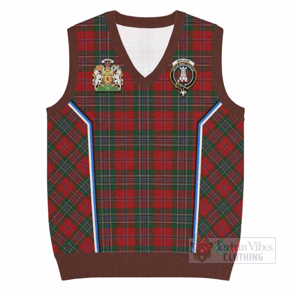 MacLean (McLean) Tartan Crest Knitted V-Neck Vest Scotland Coat of Arm Flag Style - Tartan Vibes Clothing