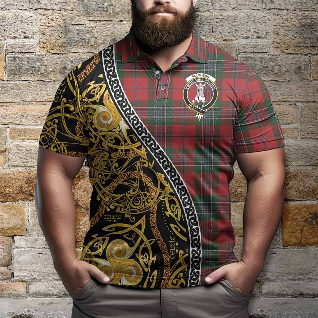 MacLean (McLean) Tartan Crest Polo Shirt Celtic Knot and Triple Trickle Spiral Symbols