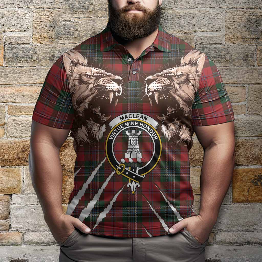 MacLean (McLean) Tartan Crest Polo Shirt Ferocious Lion Style