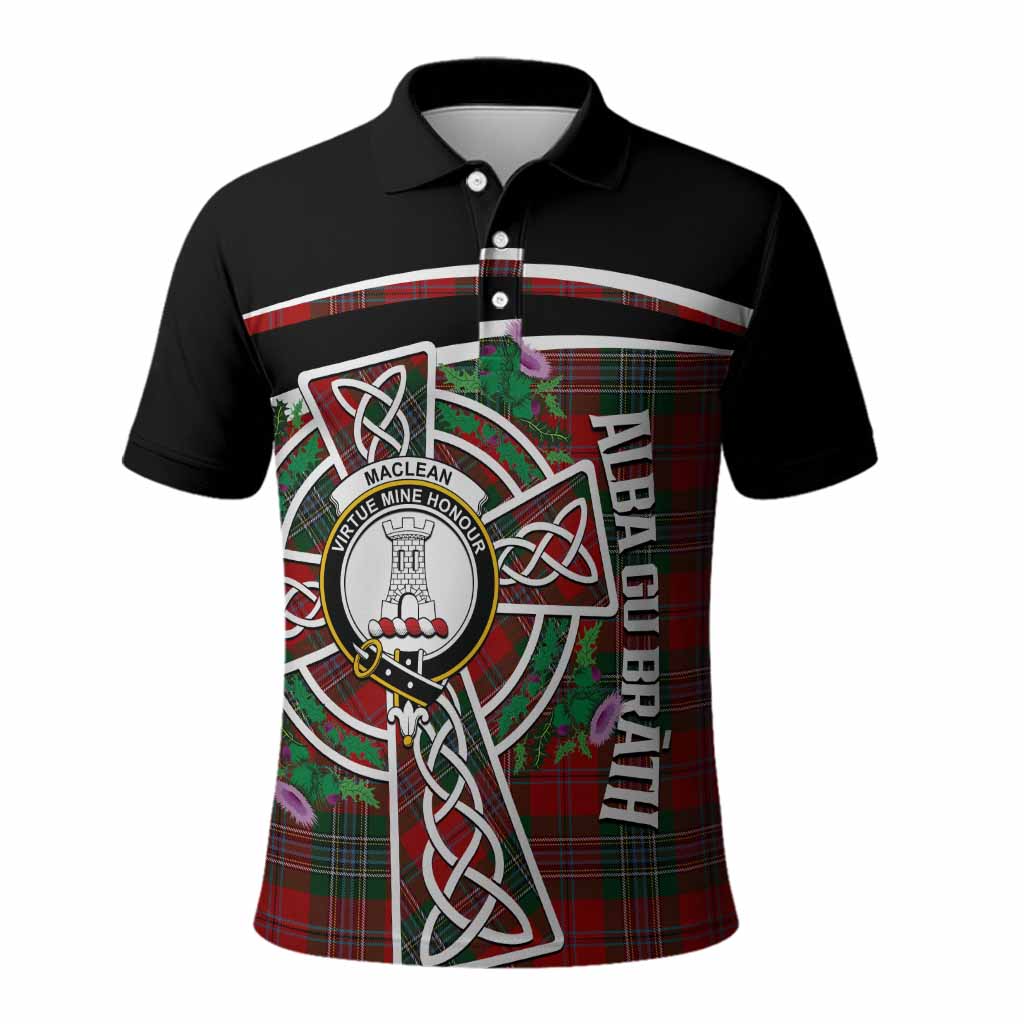 MacLean (McLean) Tartan Crest Polo Shirt Scottish Thistle Celtic Cross Alba Gu Brath
