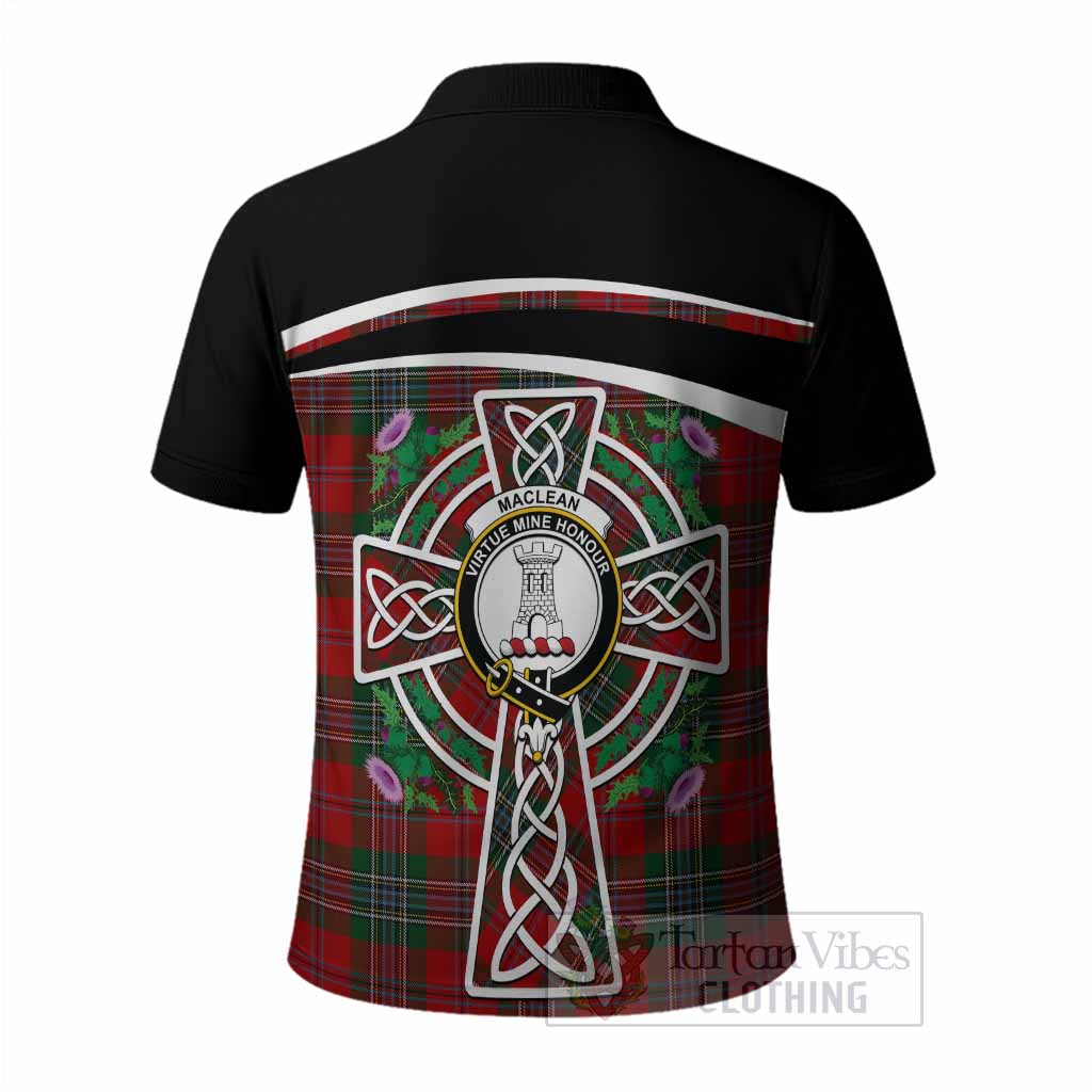 MacLean (McLean) Tartan Crest Polo Shirt Scottish Thistle Celtic Cross Alba Gu Brath