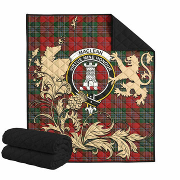 MacLean (McLean) Tartan Crest Premium Quilt with Scottish Iconic Symbols 