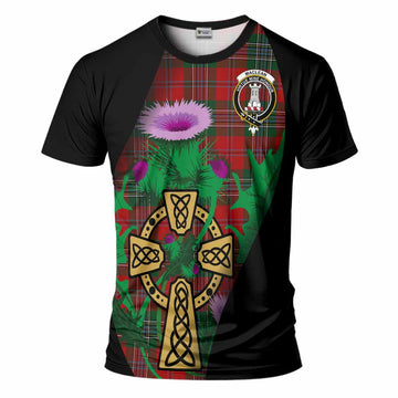 MacLean (McLean) Tartan Crest T-Shirt Celtic Cross Thistle Flowers