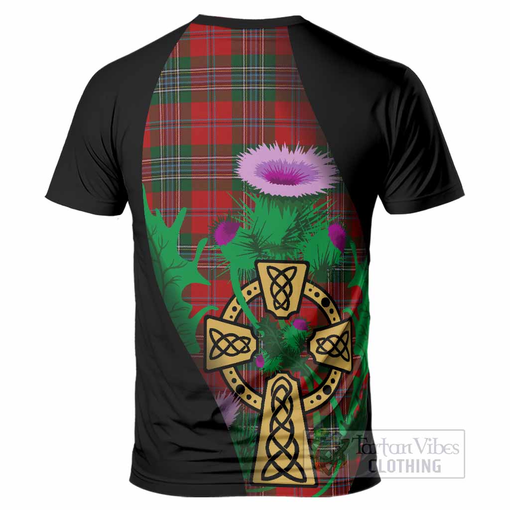 MacLean (McLean) Tartan Crest T-Shirt Celtic Cross Thistle Flowers