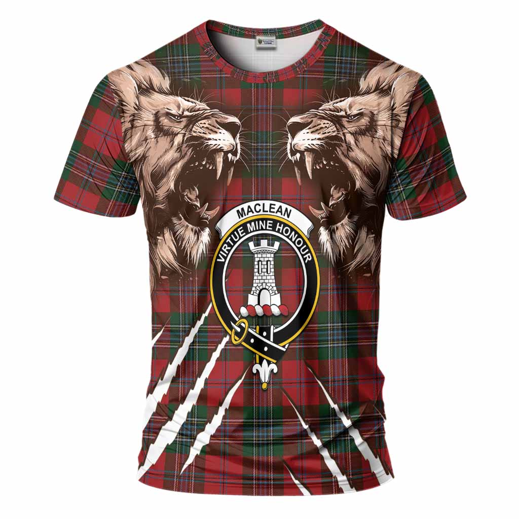MacLean (McLean) Tartan Crest T-Shirt Ferocious Lion Style