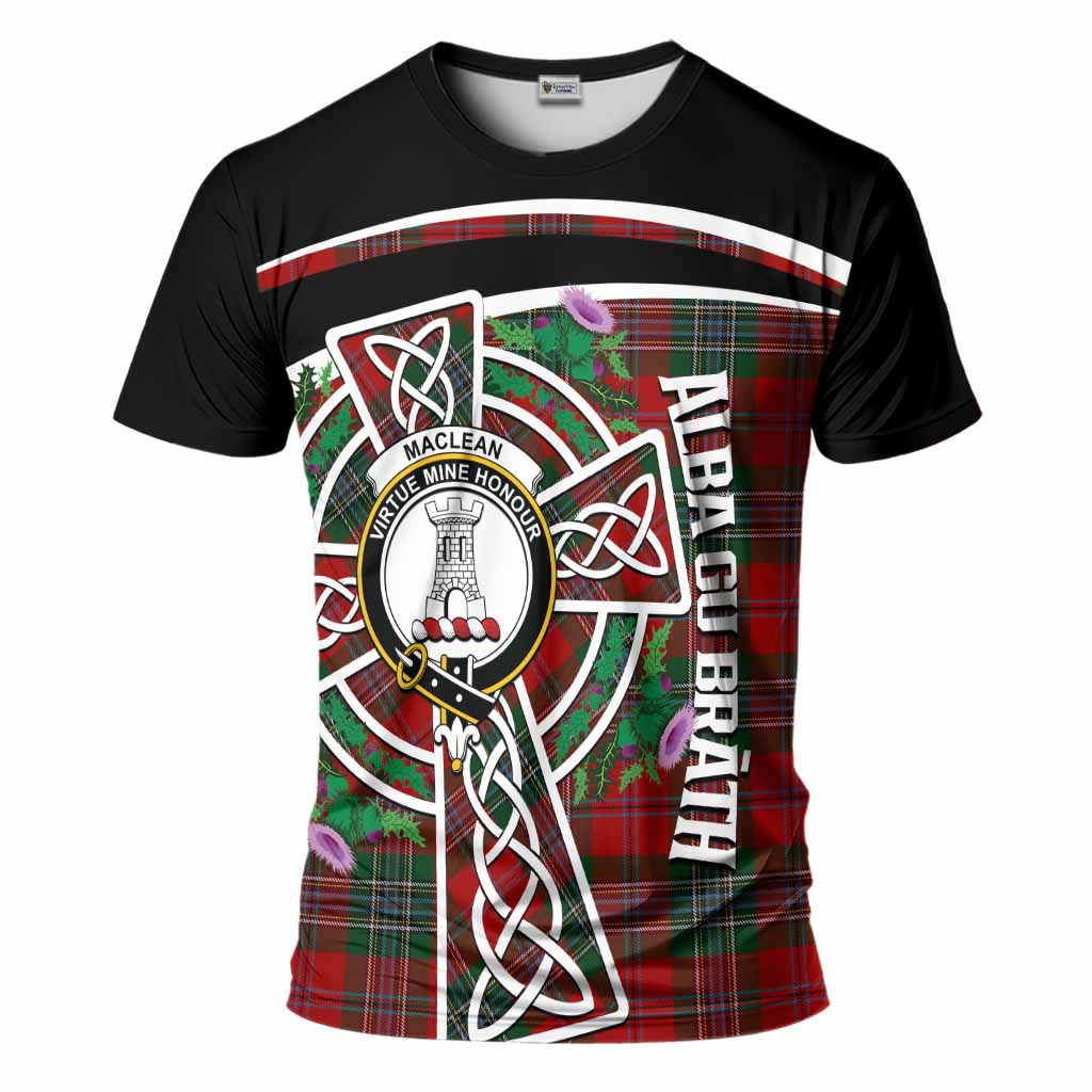 MacLean (McLean) Tartan Crest T-Shirt Scottish Thistle Celtic Cross Alba Gu Brath