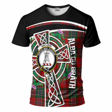 MacLean (McLean) Tartan Crest T-Shirt Scottish Thistle Celtic Cross Alba Gu Brath