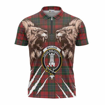 MacLean (McLean) Tartan Crest Zipper Polo Shirt Ferocious Lion Style