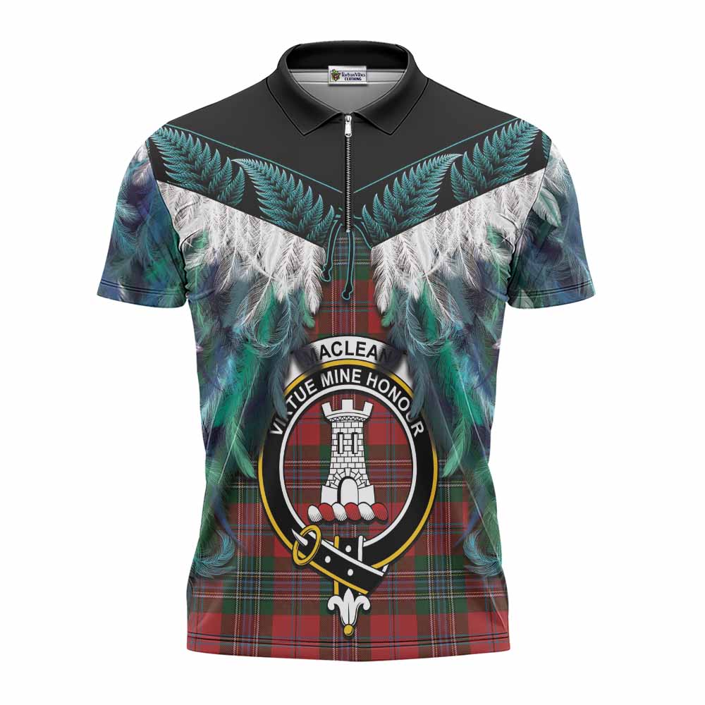 MacLean (McLean) Tartan Crest Zipper Polo Shirt New Zealand Maori Korowai Cloak