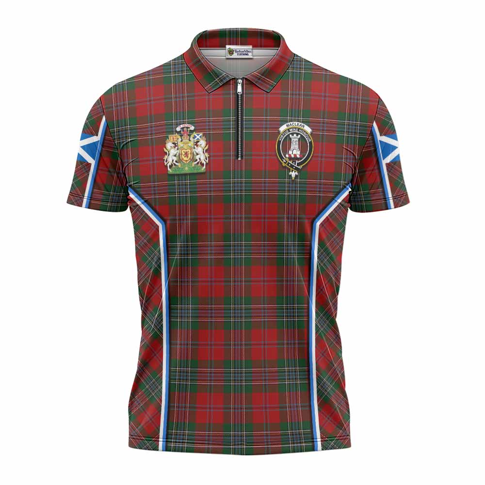 MacLean (McLean) Tartan Crest Zipper Polo Shirt Scotland Coat of Arm Flag Style - Tartan Vibes Clothing