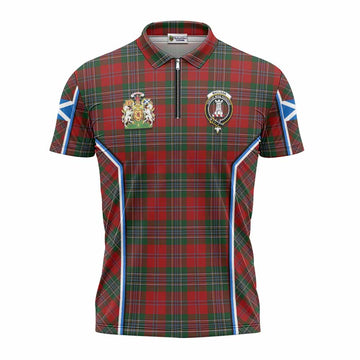 MacLean (McLean) Tartan Crest Zipper Polo Shirt Scotland Coat of Arm Flag Style