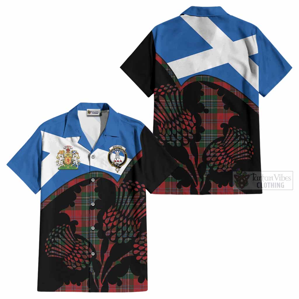 MacLean (McLean) Tartan Family Crest Cotton Hawaiian Shirt Scotland Thistle Floral Flag Style