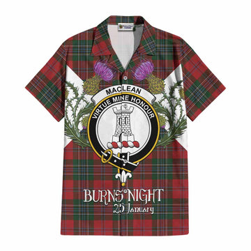 MacLean (McLean) Tartan Family Crest Cotton Hawaiian Shirt Scottish Burns Night Thistle Floral