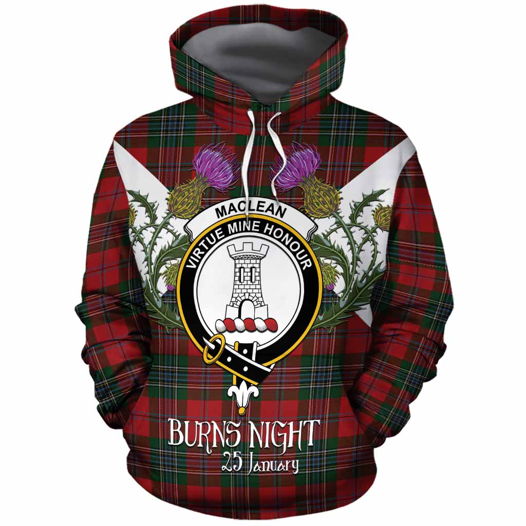 MacLean (McLean) Tartan Family Crest Cotton Hoodie Scottish Burns Night Thistle Floral