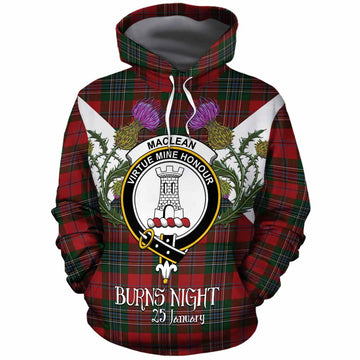 MacLean (McLean) Tartan Family Crest Cotton Hoodie Scottish Burns Night Thistle Floral