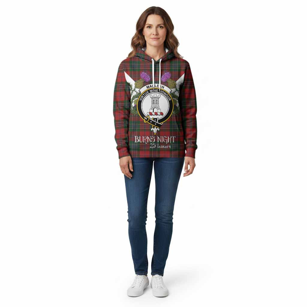 MacLean (McLean) Tartan Family Crest Cotton Hoodie Scottish Burns Night Thistle Floral