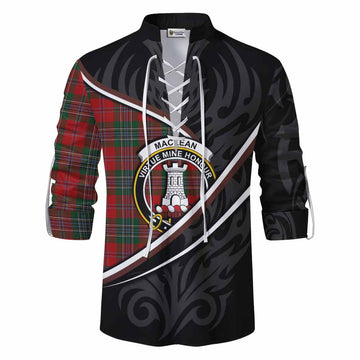 MacLean (McLean) Tartan Family Crest Ghillie Kilt Shirt Celtic Scottish Thistle Floral