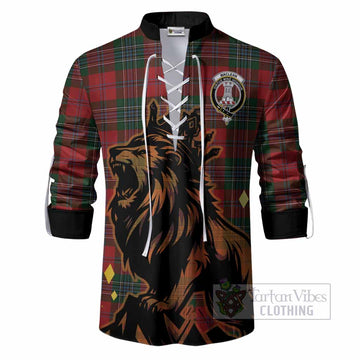 MacLean (McLean) Tartan Family Crest Ghillie Shirt Crowned Lion Roaring