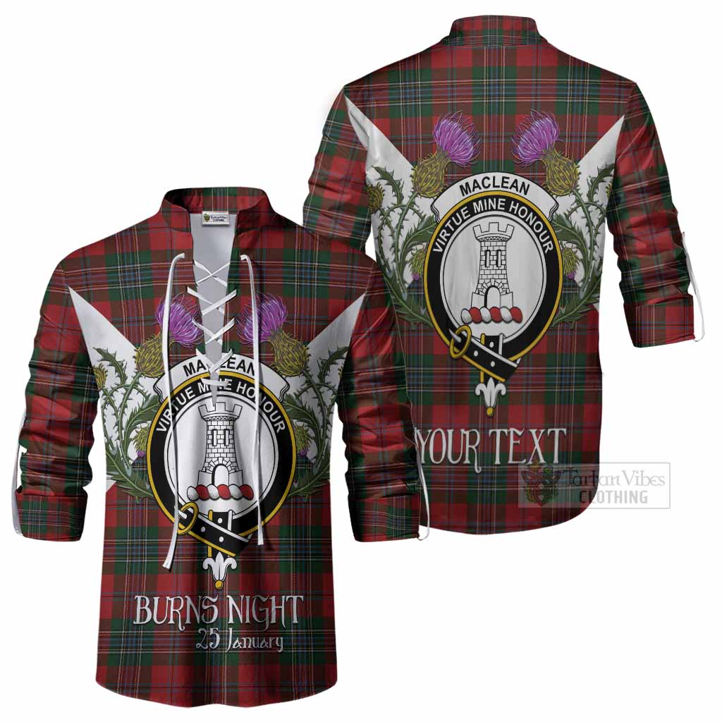 MacLean (McLean) Tartan Family Crest Ghillie Shirt Scottish Burns Night Thistle Floral