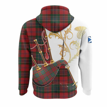 MacLean (McLean) Tartan Family Crest Hoodie Bagpipes with Scottish Thistle