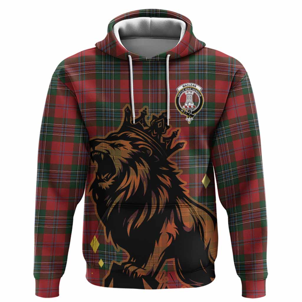 MacLean (McLean) Tartan Family Crest Hoodie Crowned Lion Roaring