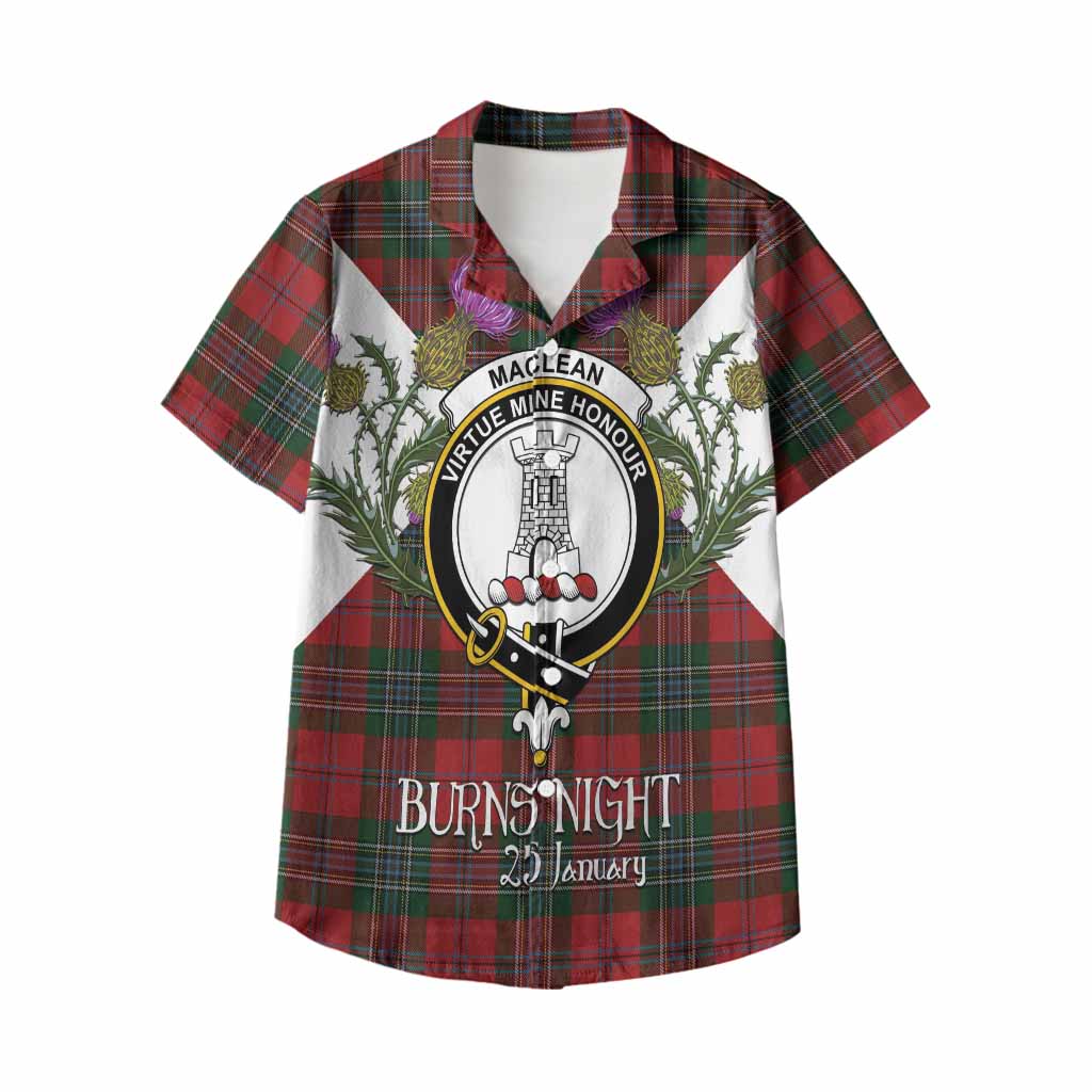 MacLean (McLean) Tartan Family Crest Kid Hawaiian Shirt Scottish Burns Night Thistle Floral