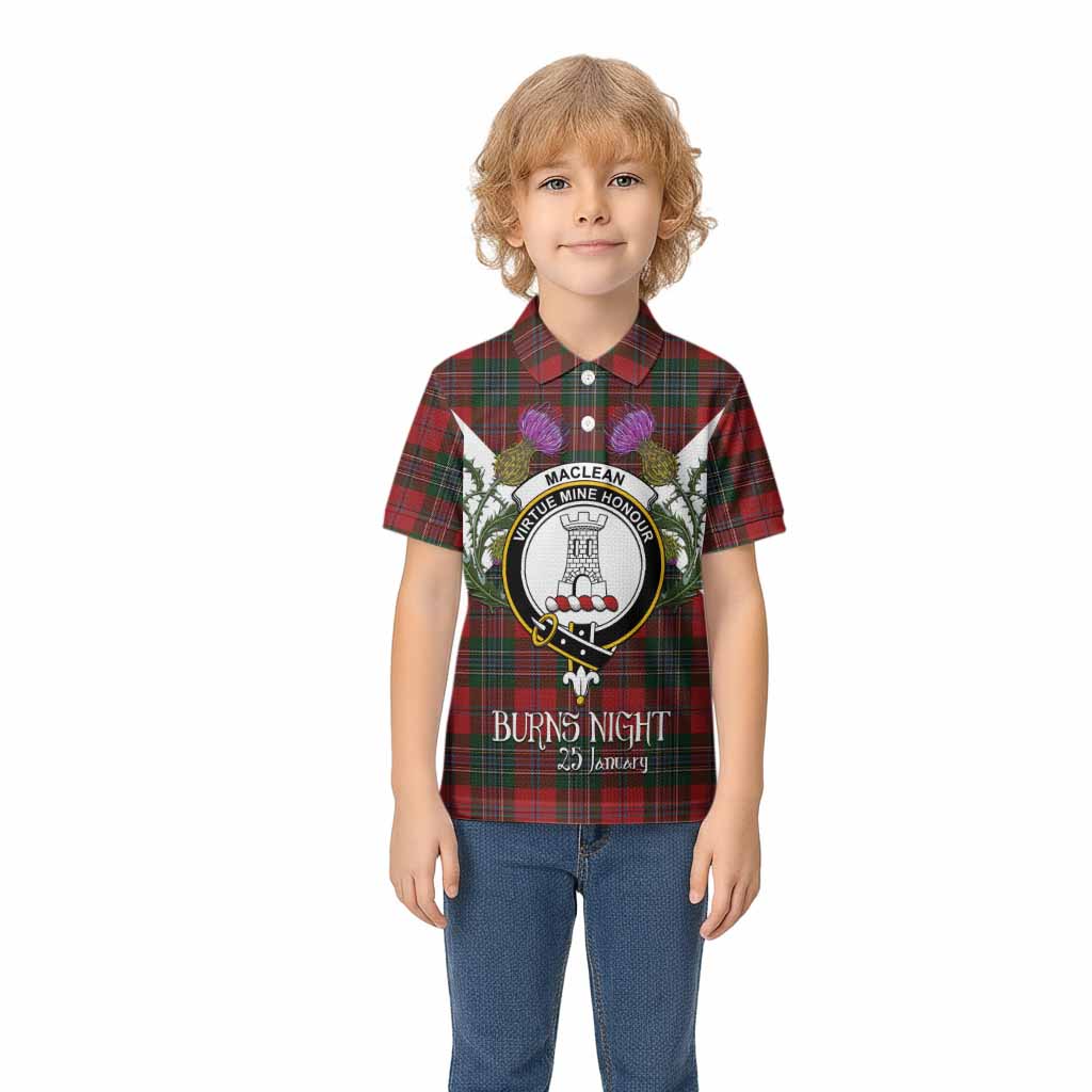 MacLean (McLean) Tartan Family Crest Kid Polo Shirt Scottish Burns Night Thistle Floral