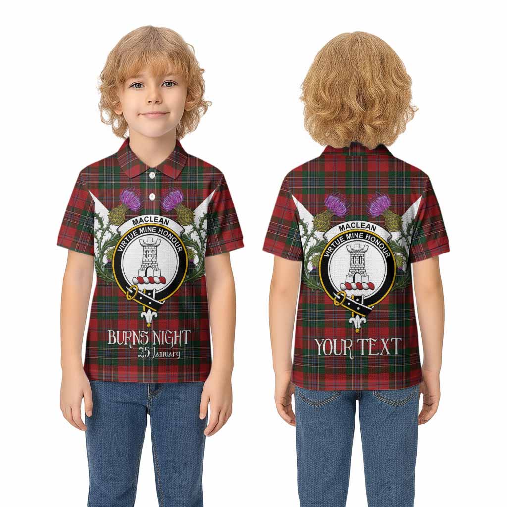 MacLean (McLean) Tartan Family Crest Kid Polo Shirt Scottish Burns Night Thistle Floral