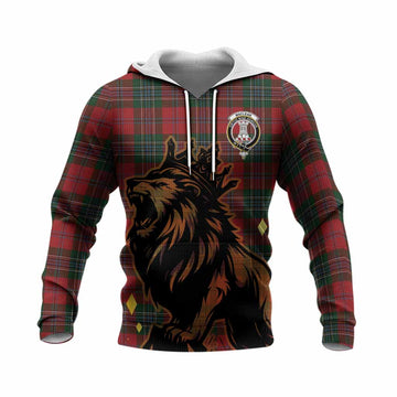 MacLean (McLean) Tartan Family Crest Knitted Hoodie Crowned Lion Roaring
