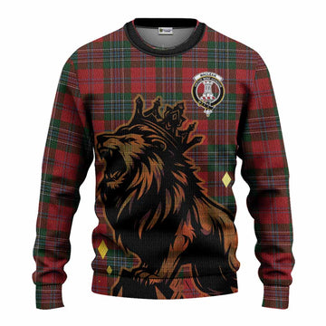 MacLean (McLean) Tartan Family Crest Knitted Sweater Crowned Lion Roaring