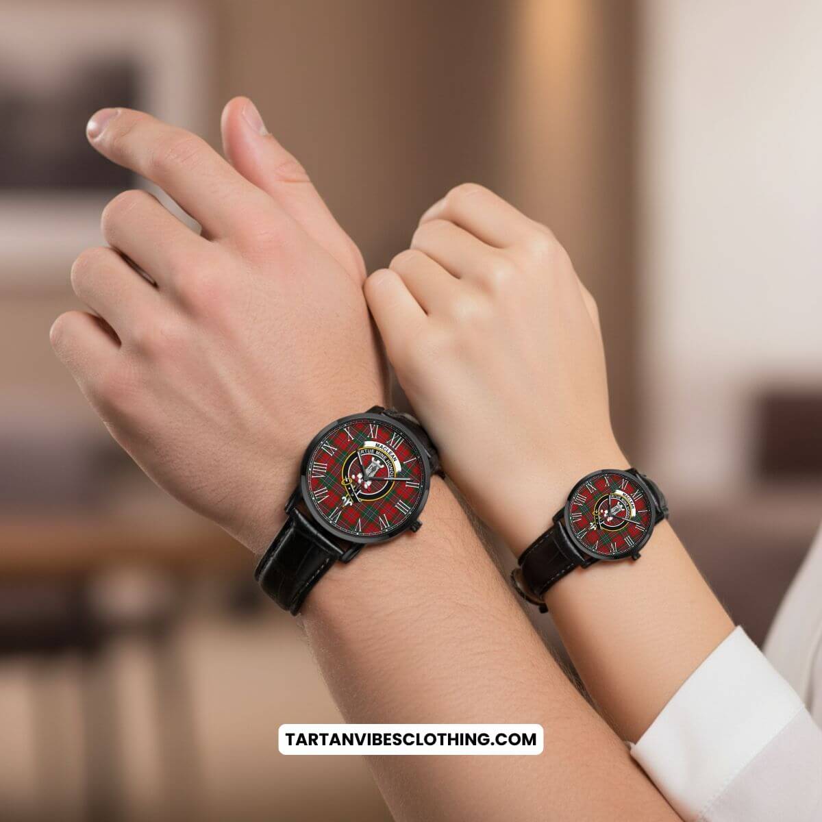 MacLean (McLean) Tartan Family Crest Leather Strap Quartz Watch