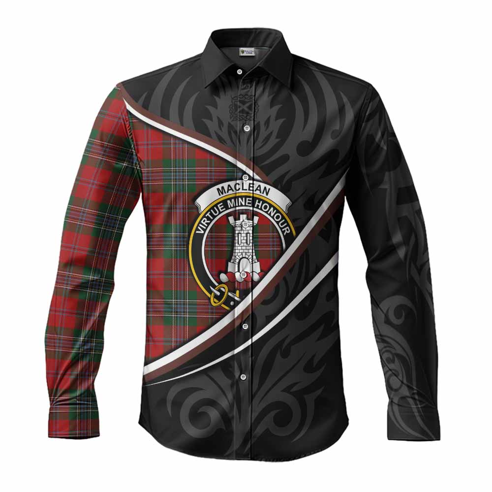MacLean (McLean) Tartan Family Crest Long Sleeve Button Shirts Celtic Scottish Thistle Floral - Tartan Vibes Clothing