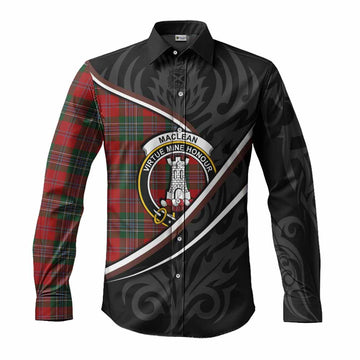 MacLean (McLean) Tartan Family Crest Long Sleeve Button Shirts Celtic Scottish Thistle Floral - Tartan Vibes Clothing