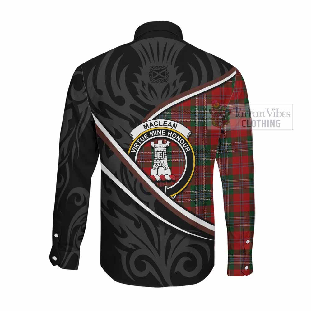 MacLean (McLean) Tartan Family Crest Long Sleeve Button Shirts Celtic Scottish Thistle Floral - Tartan Vibes Clothing