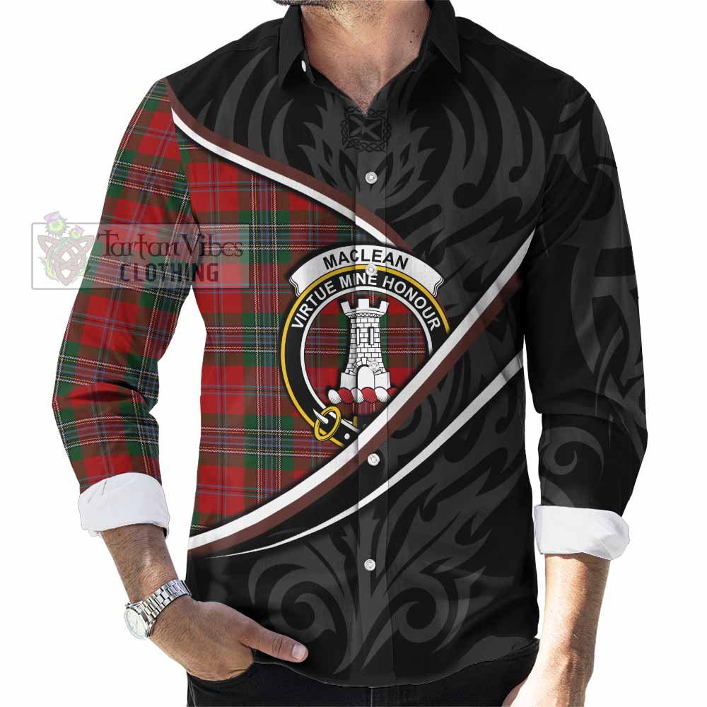 MacLean (McLean) Tartan Family Crest Long Sleeve Button Shirts Celtic Scottish Thistle Floral - Tartan Vibes Clothing
