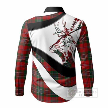MacLean (McLean) Tartan Family Crest Long Sleeve Button Shirts Scottish Red Deer Curves Style