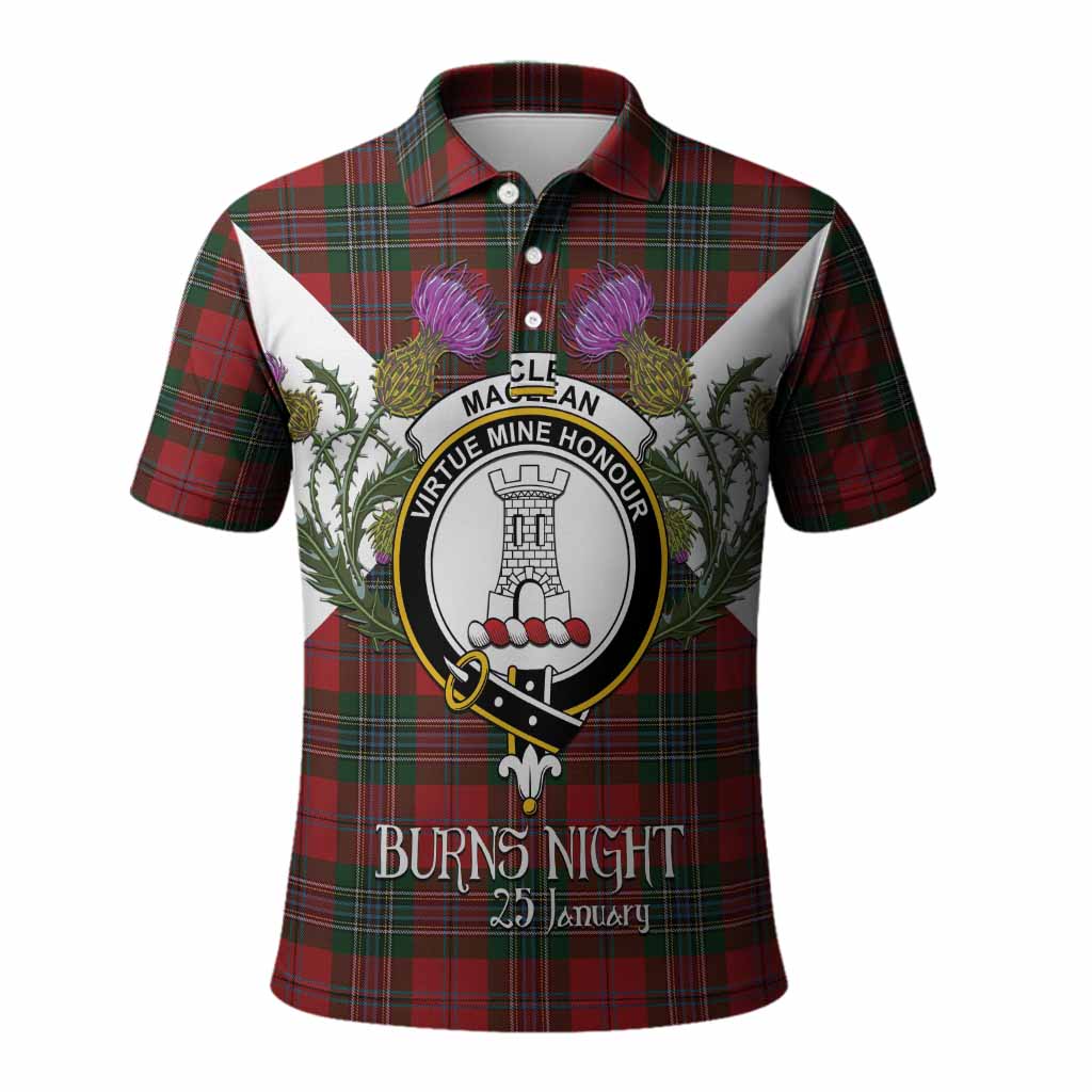MacLean (McLean) Tartan Family Crest Polo Shirt Scottish Burns Night Thistle Floral